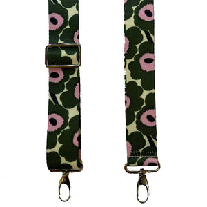Bag strap -Pink and green flowers