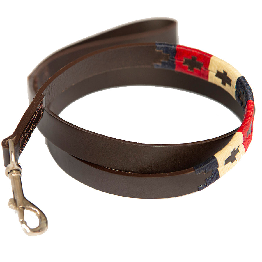 Polo Dog Lead - Navy/cream/red