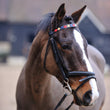 Load image into Gallery viewer, Black Leather Browband - Red/navy/cream
