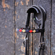 Load image into Gallery viewer, Black Leather Browband - Red/navy/cream