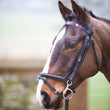 Load image into Gallery viewer, Black Leather Browband - Berry/navy/pink