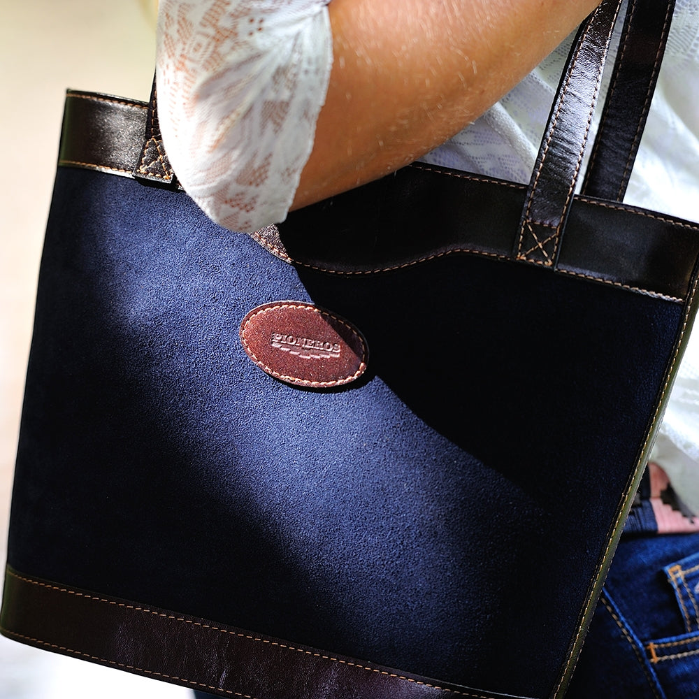 Blue suede top handbags uk