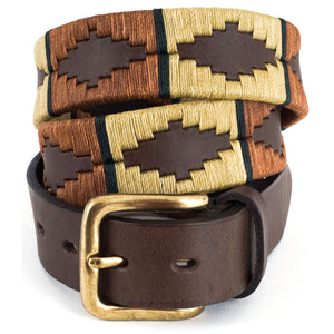 Polo belt - Copper/beige/green stripe