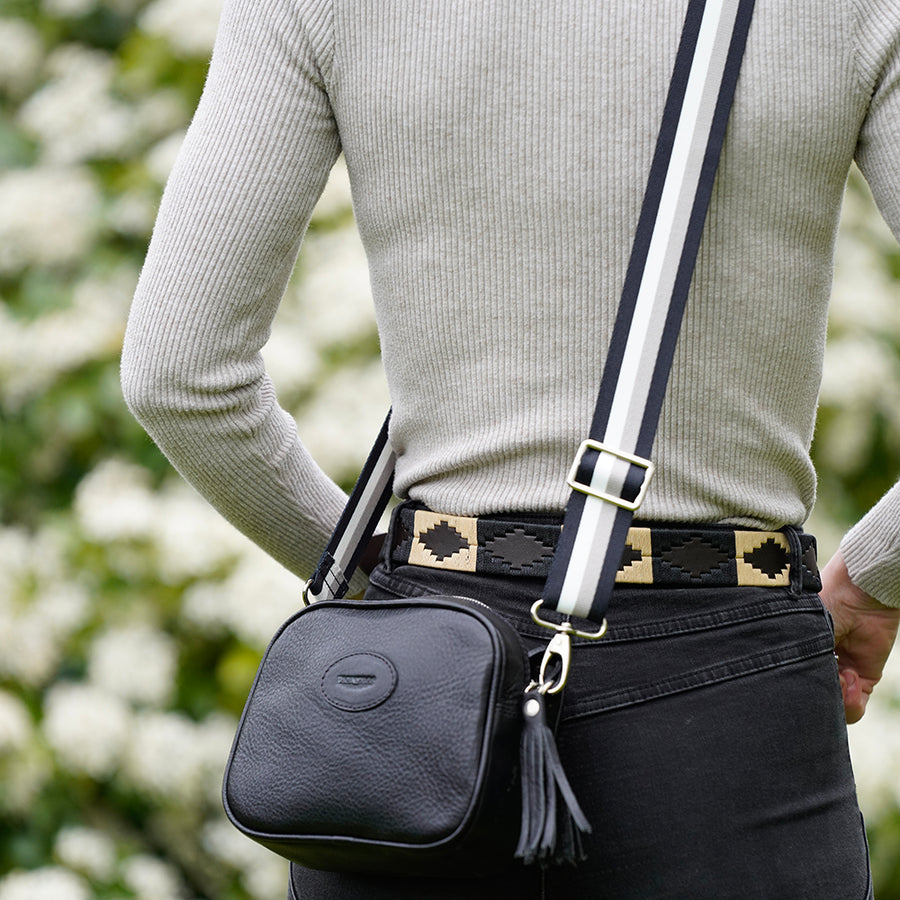 Bag strap - Grey/white/black stripes