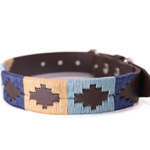 Polo Dog Collar - Navy/pale blue/beige