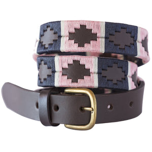 Narrow polo belt - Pink/navy/white stripe