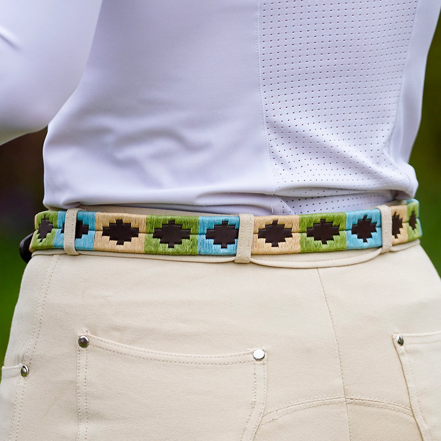 NEW Narrow Polo Belt - Pale Blue/Beige/Lime