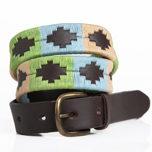 NEW Narrow Polo Belt - Pale Blue/Beige/Lime