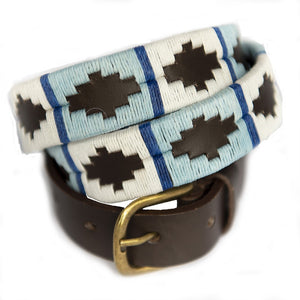 Narrow Polo belt - Pale blue/white/blue stripe