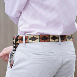 Polo belt - Copper/beige/green stripe