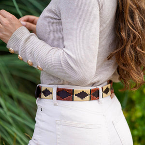 Polo belt - Copper/beige/green stripe