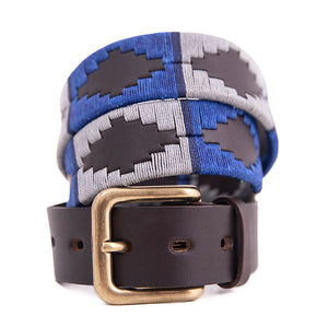 Polo Belt - Royal blue/silver grey/navy stripe