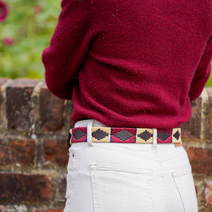 Polo belt - Burgundy/beige/navy stripe