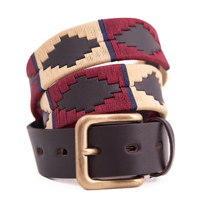 Polo belt - Burgundy/beige/navy stripe