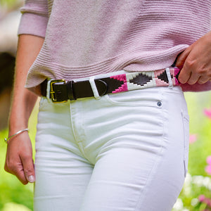 Polo belt - pink/berry/white