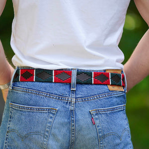 Polo belt - Red/dark green/white stripe