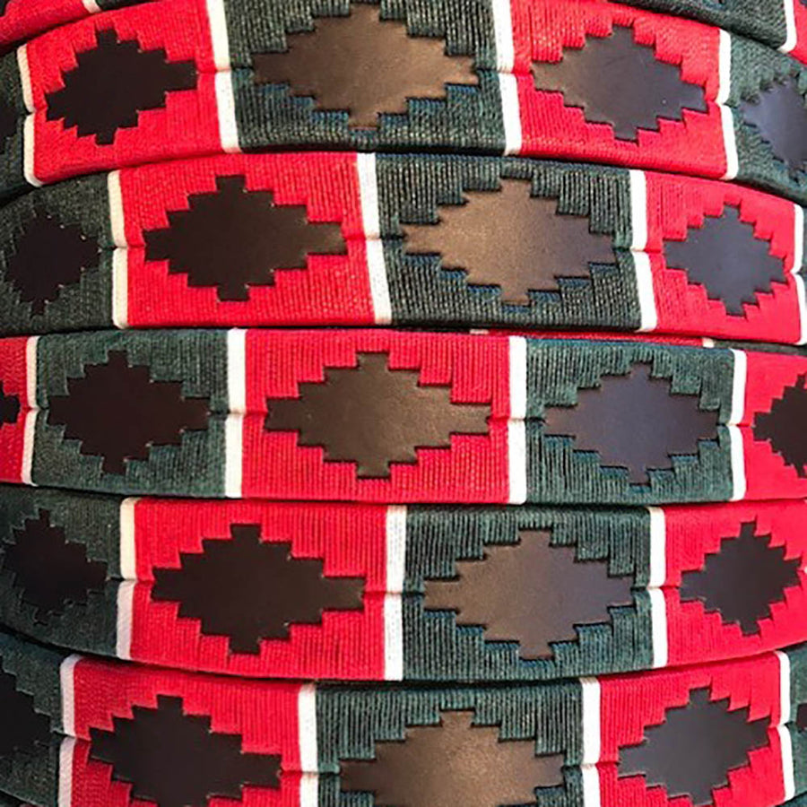 Polo belt - Red/dark green/white stripe