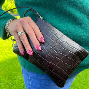 Clutch Bag - Brown Croc