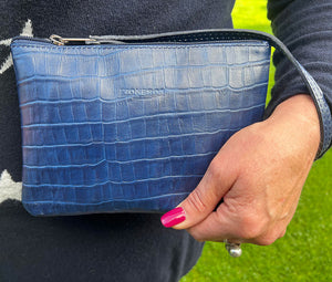 Clutch Bag - Blue Croc