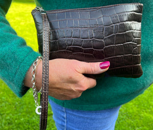 Clutch Bag - Brown Croc