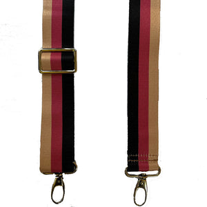 Bag strap -Pink/black stripes
