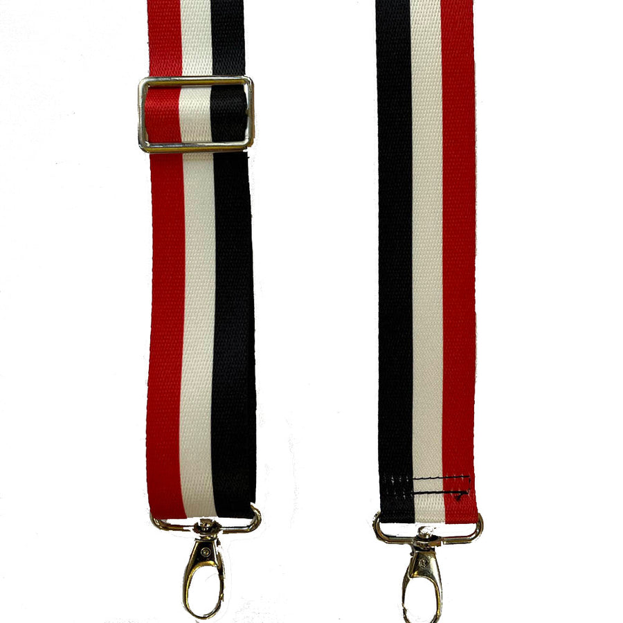 Bag strap - Red/white/black stripes