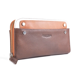 Tricolour Purse - Brown