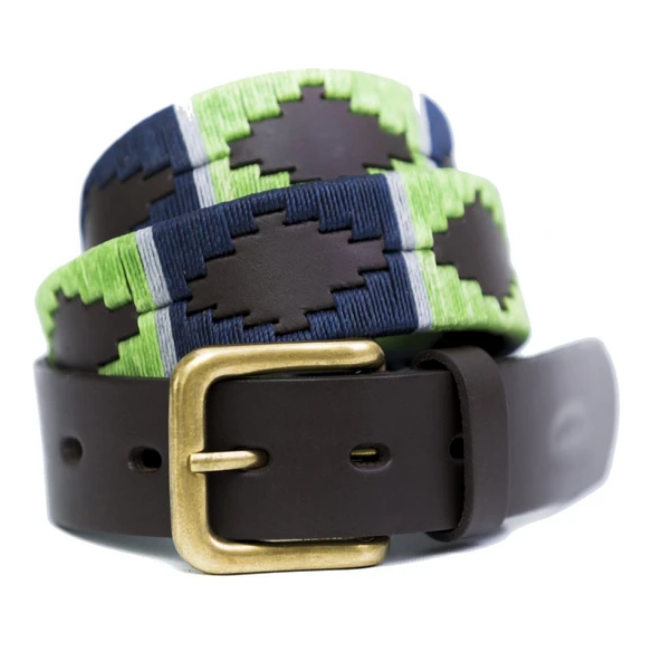 Polo Belt - Lime/ navy/ grey stripe