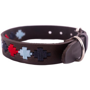 Polo Dog Collar - Pampa cross - Navy/pale blue/red