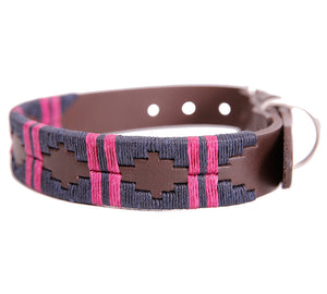 Polo Dog collar double stripe - Navy/berry