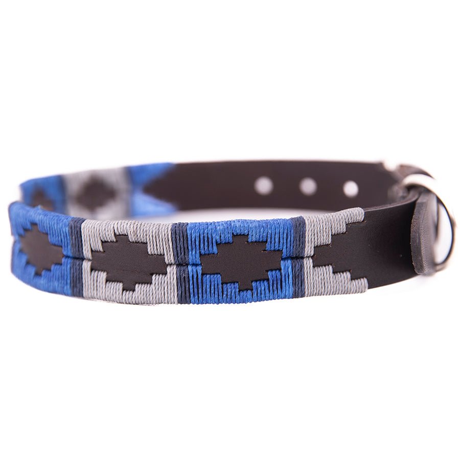 Polo Dog Collar - Royal blue/silver grey/navy stripe