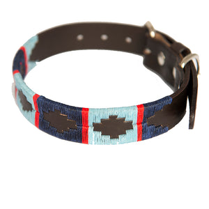 Polo Dog Collar - Navy/pale blue/red stripe