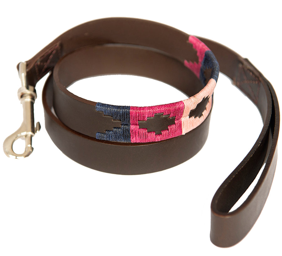 Polo Dog Lead - Berry/navy/pink