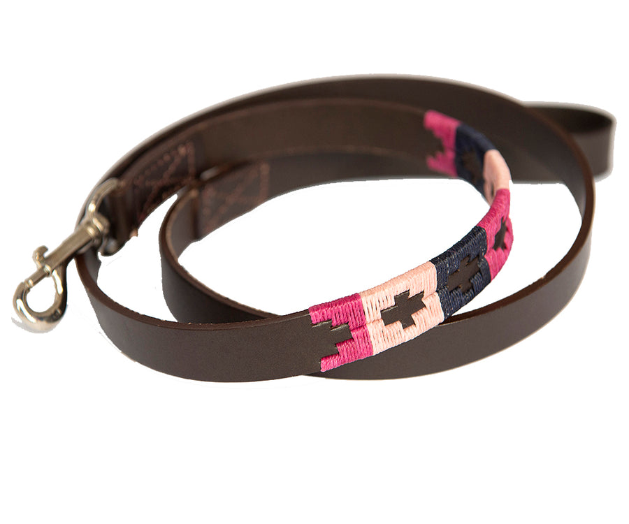 Polo Dog Lead - Berry/navy/pink