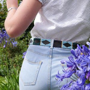 Polo belt - Green/pale blue/navy/cream stripe