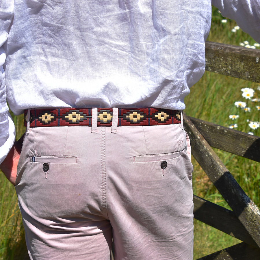 Polo Belt - Burgundy/cream/navy stripe