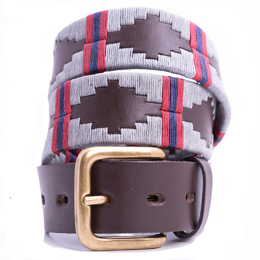 Polo Belt - Silver grey double stripe
