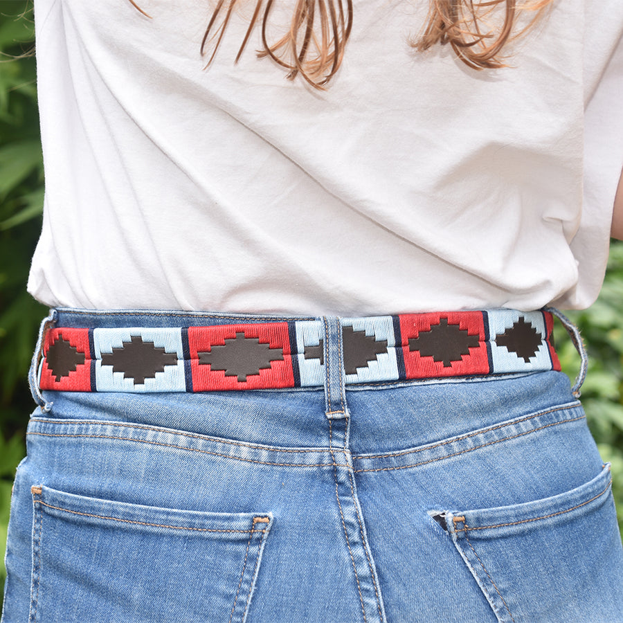 Polo Belt - Red/Pale blue/navy stripe