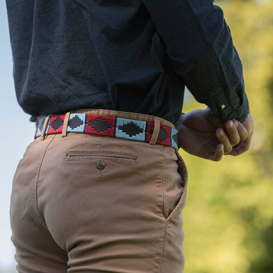 Polo Belt - Red/Pale blue/navy stripe