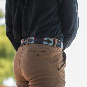 Polo Belt - Navy/pale blue/ red stripe