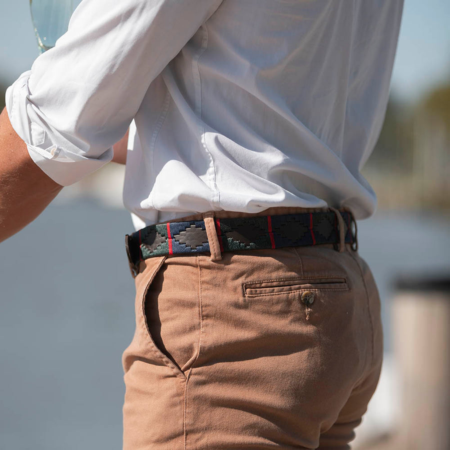 Polo Belt - Navy/dark green/red stripe