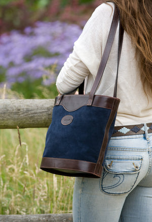 Bucket bag - Navy suede