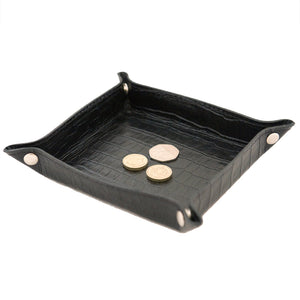 Coin Tray - Black croc