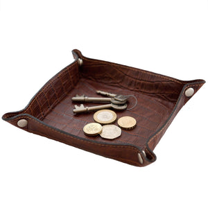 Coin Tray - Brown croc
