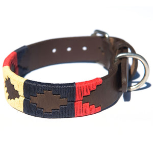 Polo Dog Collar - Navy/cream/red