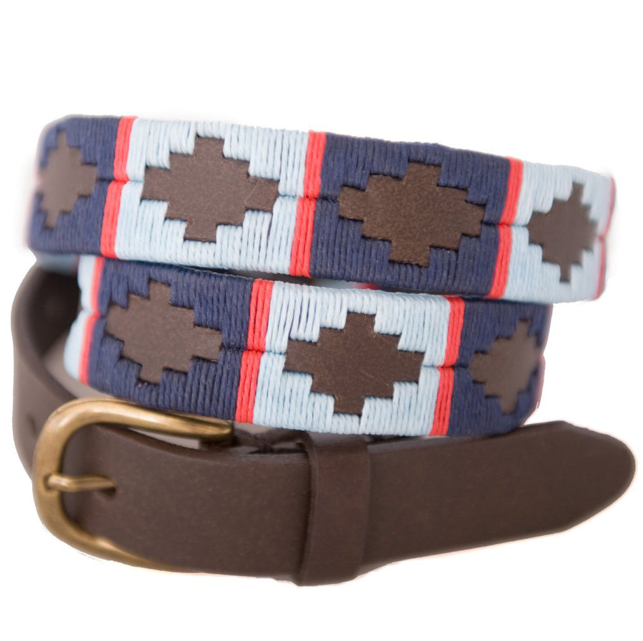 Narrow Polo Belt - Navy/Pale Blue/Red Stripe