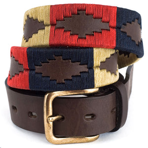Embroidered Navy, Cream & Red Polo Belt by Pioneros.co.uk