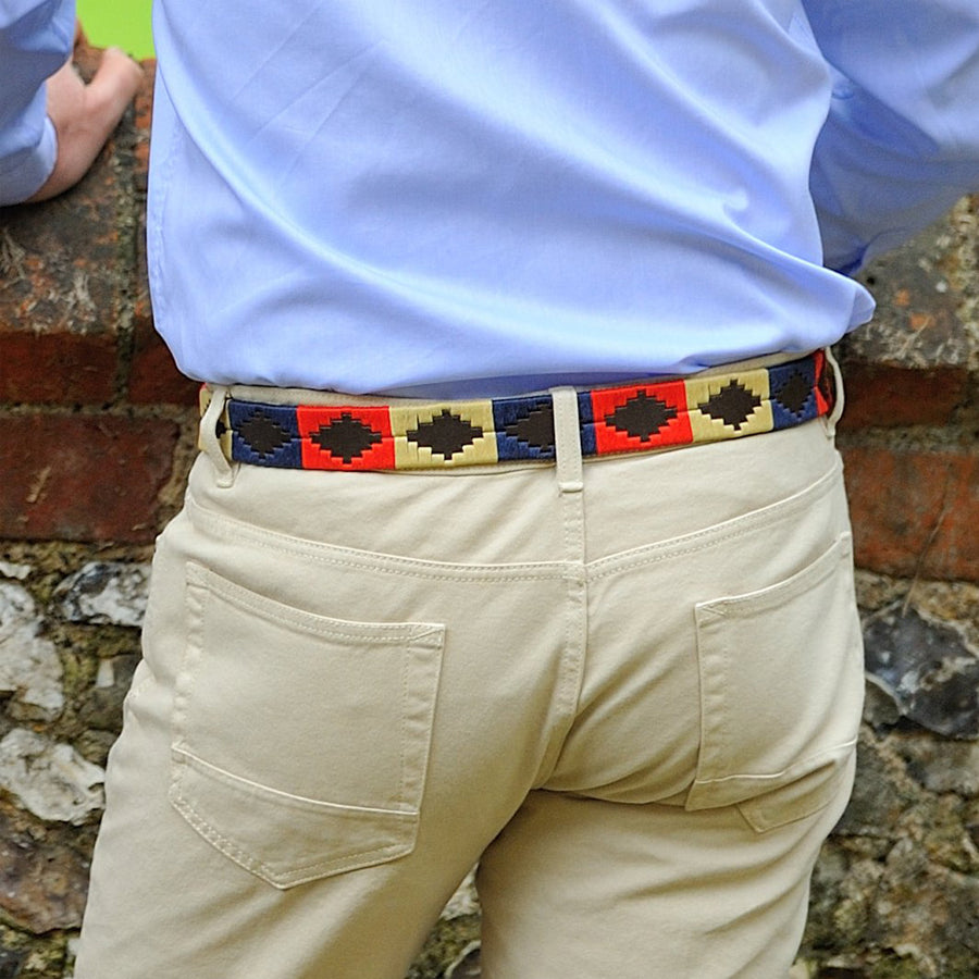 Polo belt - Navy/cream/red