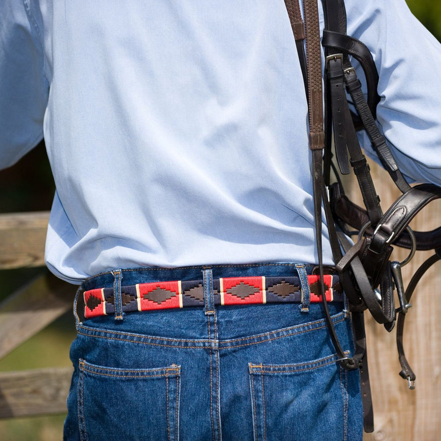 Polo belt - Red/navy/cream stripe