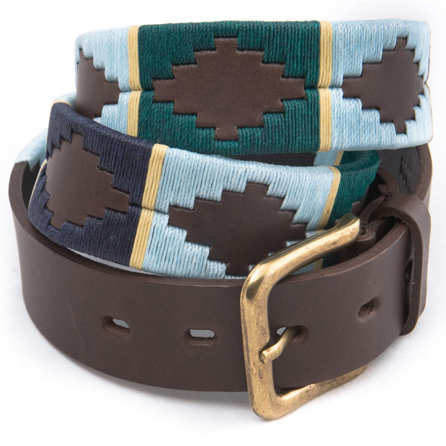 Polo belt - Green/pale blue/navy/cream stripe